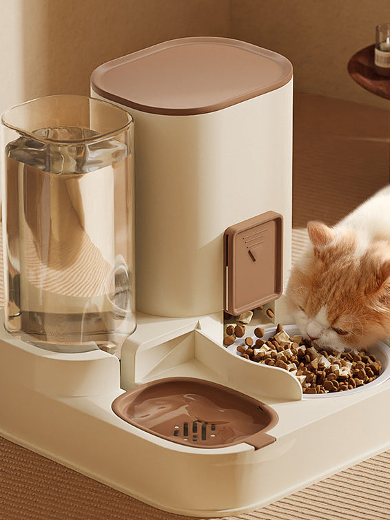 Automatic cat feeder and water fountain combo