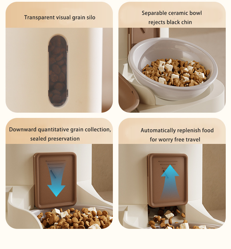 Automatic cat feeder and water fountain combo